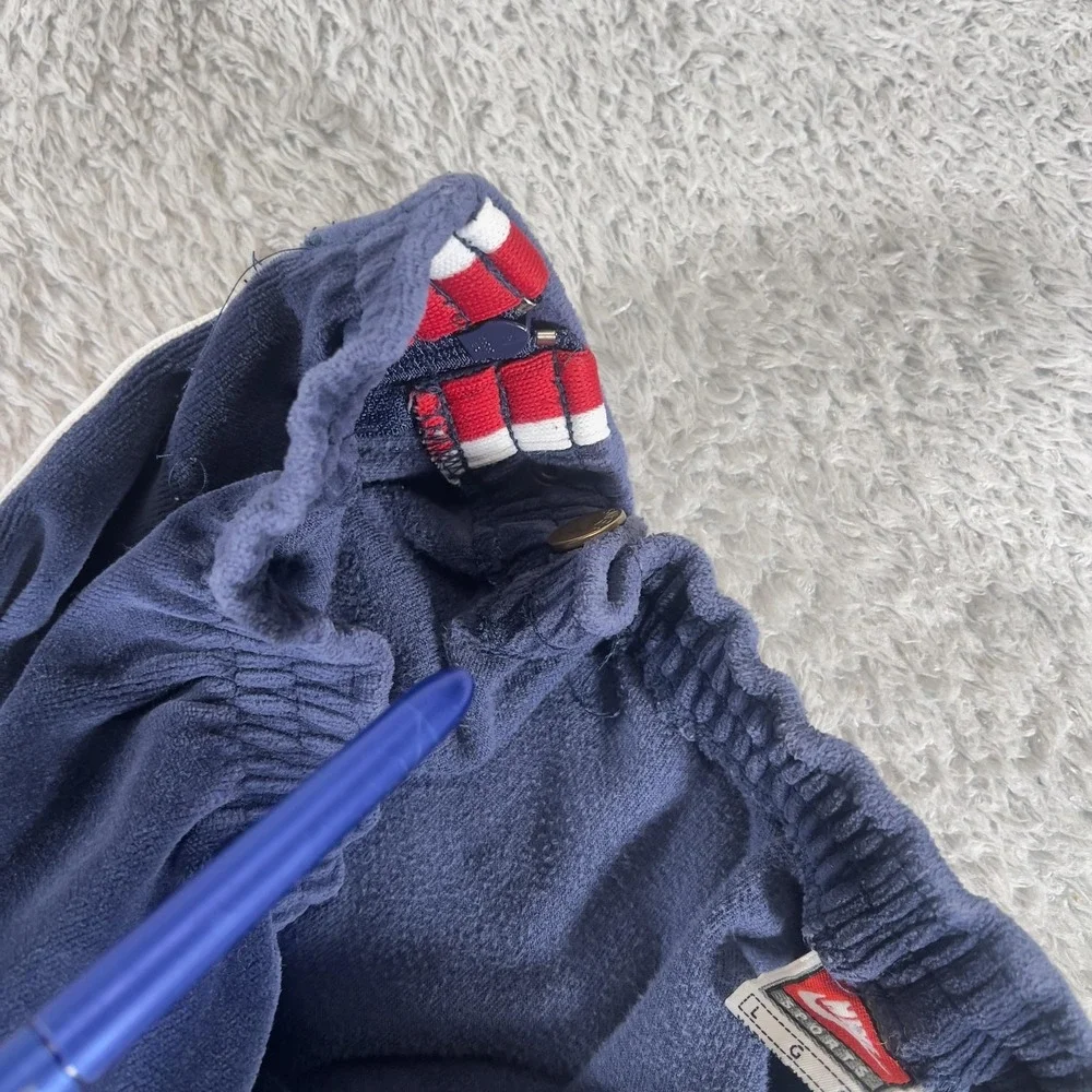 Vintage Nike Team Sports Velour Tearaway Track Pants Mens L Navy Blue Side Zip